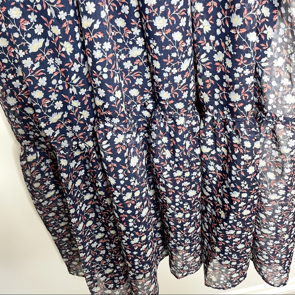 Madewell Navy Floral Tie-Waist Midi Dress Harvest - Picture 7 of 10